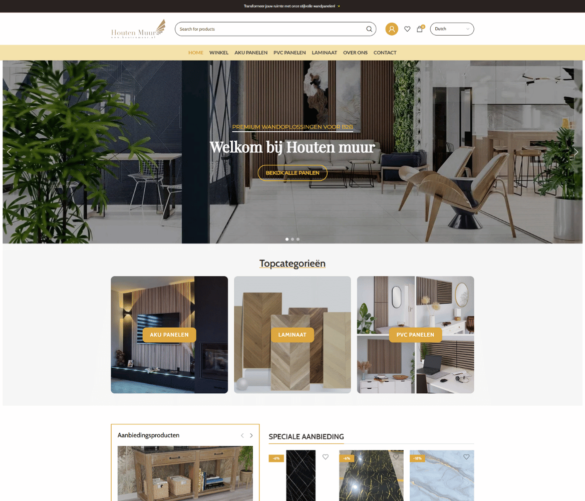 Dutch WooCommerce Store for Wooden Wall Panels Dutch WooCommerce Store for Wooden Wall Panels