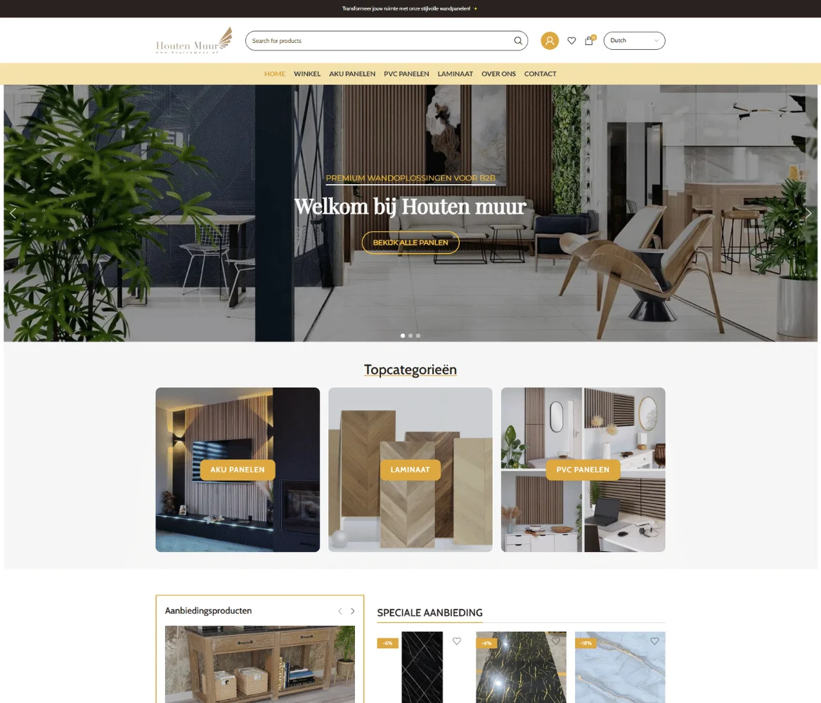Dutch WooCommerce Store for Wooden Wall Panels